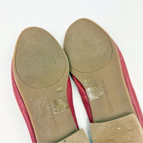 Lucky Brand Cahill Red Soft Structure Leather Slip On Low Heel Loafer Flats - Picture 14 of 15